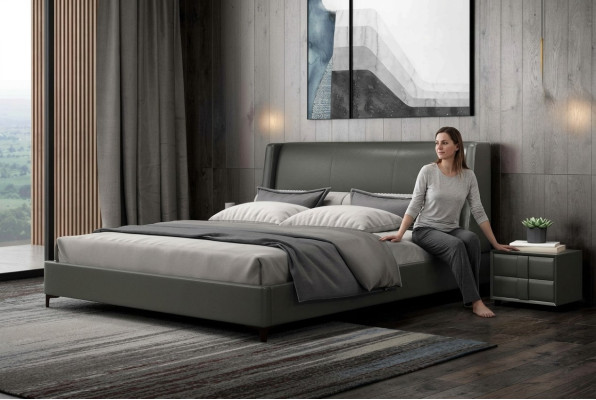 Letto imbottito design di lusso doppio per hotel, matrimoniale 180x200cm camera da letto in metallo.