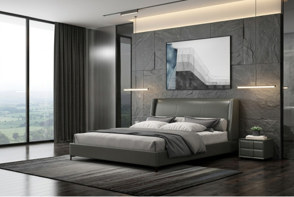 Letto imbottito design di lusso doppio per hotel, matrimoniale 180x200cm camera da letto in metallo.
