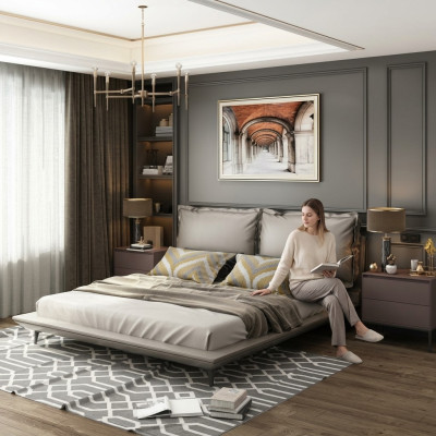 Letto matrimoniale Letto Letto matrimoniale Design di lusso Letti di lusso Letti di design Tessuto