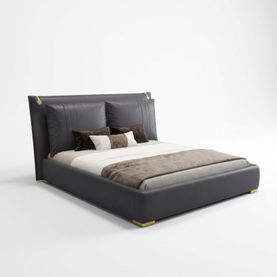 Letto matrimoniale Letto matrimoniale Design di lusso Letto di design in tessuto