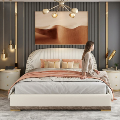 Designer letto matrimoniale Hotel di lusso in pelle camera da letto 150/180x200cm