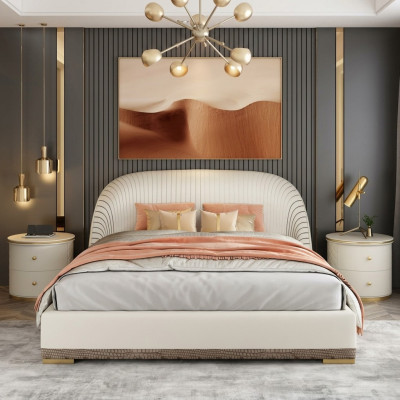 Designer letto matrimoniale Hotel di lusso in pelle camera da letto 150/180x200cm
