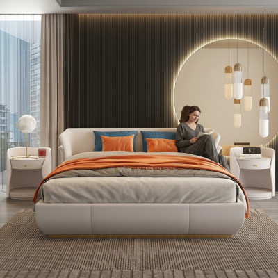 Letto matrimoniale designer Letti matrimoniali Hotel moderni Letto matrimoniale in pelle 180x200cm