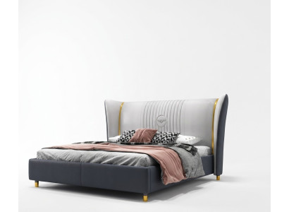 Letto matrimoniale di design per hotel di lusso 150/180x200cm in pelle