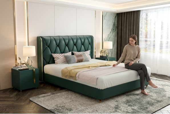 Letto imbottito design lusso doppio letto matrimoniale 180x200cm in pelle.