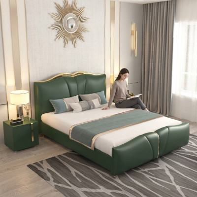 Designer letto camera da letto Letti Tessuto Pelle Hotel Lusso Imbottiture