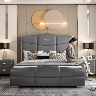 Design letto matrimoniale in pelle letto letto pelle imbottito matrimoniale 180x200cm