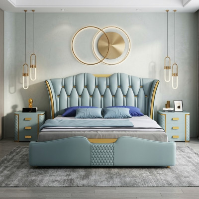 Camera da letto verde Letto Imbottito Design Letti Matrimoniali 180x200 cm