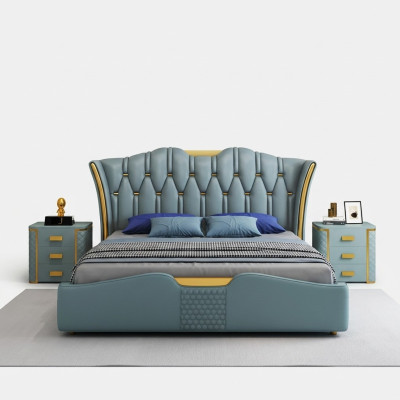 Camera da letto verde Letto Imbottito Design Letti Matrimoniali 180x200 cm