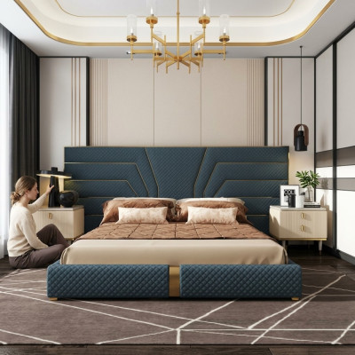 Letto design 180x200 in pelle tessuto Letti camera da letto matrimoniale di lusso