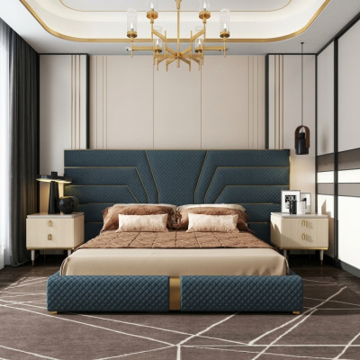 Letto design 180x200 in pelle tessuto Letti camera da letto matrimoniale di lusso