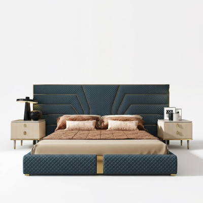 Letto design 180x200 in pelle tessuto Letti camera da letto matrimoniale di lusso