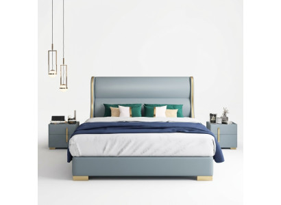 Camera da letto di lusso Designer Letto matrimoniale Letto 150/180x200cm Pelle Metallo