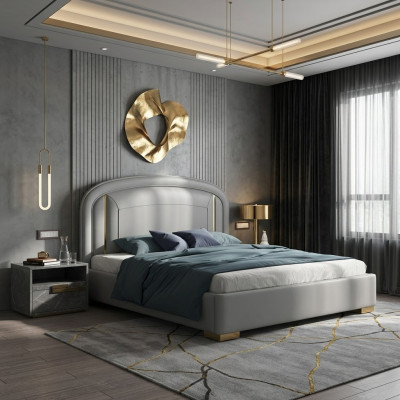 Design moderno Letto 180x200 in velluto e metallo Letti da hotel Matrimoniali matrimoniali
