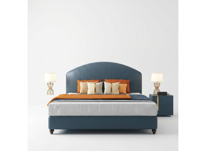 Letto Imbottito Design di Lusso in Metallo Letti Matrimoniali Camera da Letto Blu