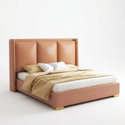 Letto Arancione Camera da Letto Design Mobili Moderni Letti di Lusso Struttura del Letto