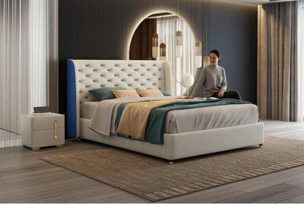 Letto Imbottito Design di Lusso Letti Matrimoniali Hotel Camera da Letto in Pelle Moderni