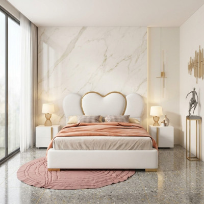 Camera da letto di lusso Letto Imbottito Design Letti di lusso matrimoniali in pelle per hotel