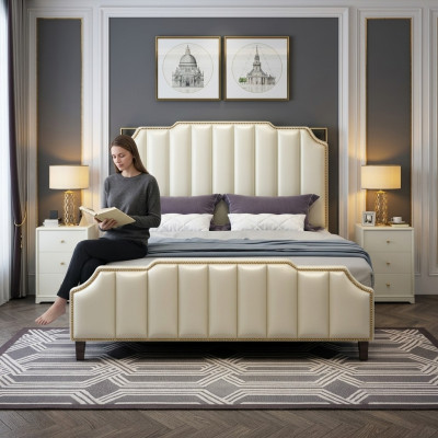 Letto imbottito design di lusso doppio letto matrimoniale da hotel 180x200cm camera da letto