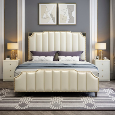 Letto imbottito design di lusso doppio letto matrimoniale da hotel 180x200cm camera da letto