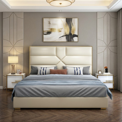 Lussuoso letto da camera da letto imbottito design lussuoso letti matrimoniali di hotel di lusso.