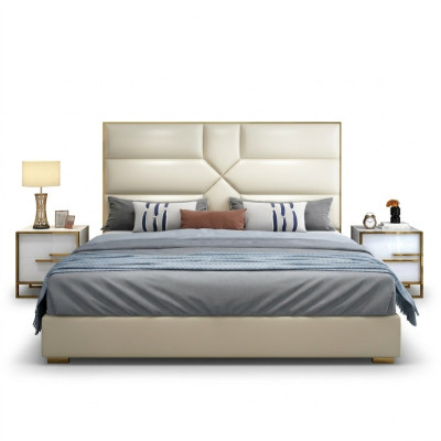 Lussuoso letto da camera da letto imbottito design lussuoso letti matrimoniali di hotel di lusso.