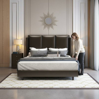 Moderno letto matrimoniale in stile letto in pelle per camera da letto in tessuto Letti matrimoniali.