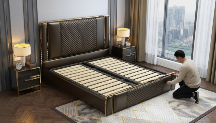 Letto Camera da letto Design Mobili Moderni di Lusso Letti Imbottiti Struttura Nuova