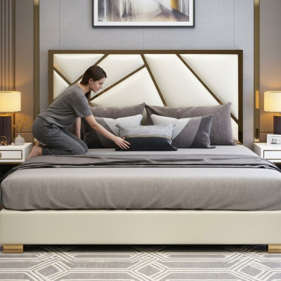 Letto Imbottito Design Di Lusso Letto Matrimoniale Hotel Camera Da Letto Decorazione In Pelle Nuova