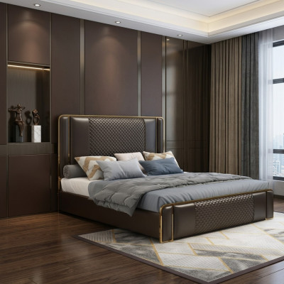 Letto di design di lusso per la camera da letto Rivestito in velluto Mobili Letti in tessuto