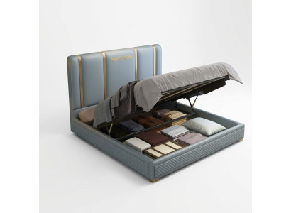 Letto imbottito design lusso con letto matrimoniale matrimoniale in metallo in pelle per camera da letto.