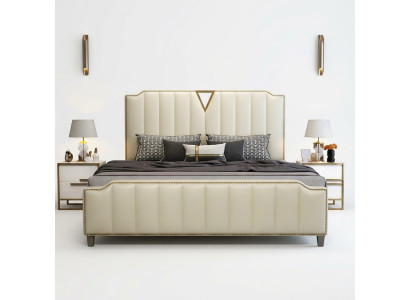 Letto design 180x200 in pelle Hotel Letto in metallo Decorazioni Camera matrimoniale