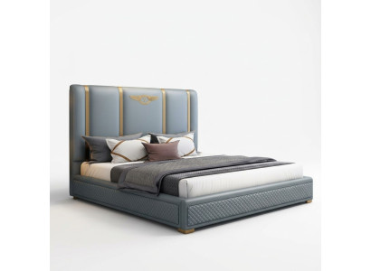 Letto design imbottito di lusso in metallo per camere da letto matrimoniali in hotel.