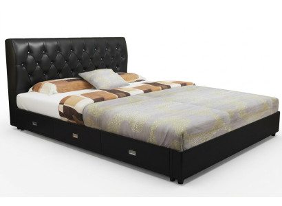 Letto Chesterfield design camera da letto tessuto pelle imbottito italiano