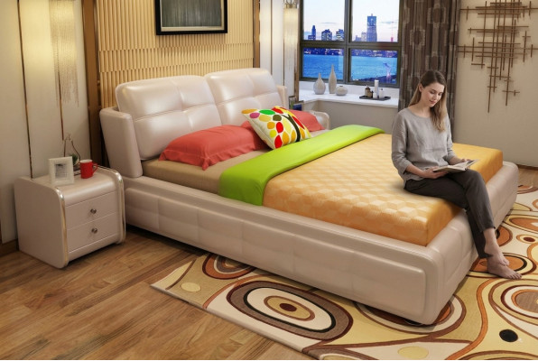 Letto matrimoniale di lusso con rivestimento decorativo design 180x200cm, letti matrimoniali da hotel.
