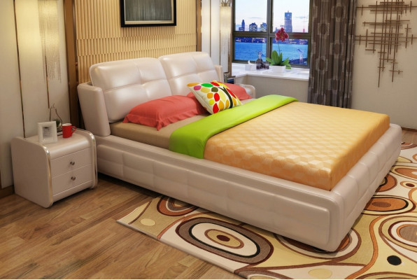 Letto matrimoniale di lusso con rivestimento decorativo design 180x200cm, letti matrimoniali da hotel.