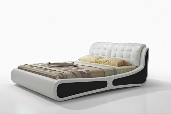 Letto Imbottito Design di Lusso Letti Matrimoniali Bianchi 180x200cm Camera da Letto in Pelle