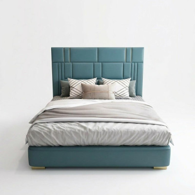 Letto matrimoniale imbottito in pelle di lusso in camera da letto 180x200.