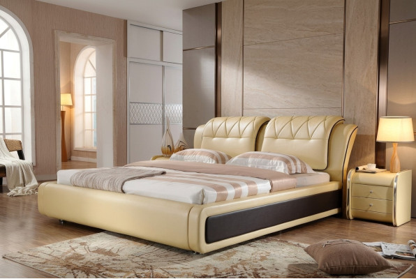 Camera da letto di lusso Letto Imbottito Design Matrimoniale Hotel Letti Letto in Pelle