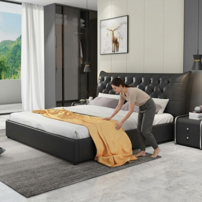 Designer letto matrimoniale letti camera da letto in pelle di lusso hotel imbottito