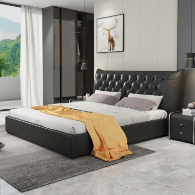 Designer letto matrimoniale letti camera da letto in pelle di lusso hotel imbottito