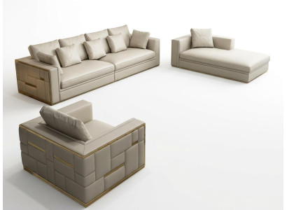 Set di mobili di lusso con design di divano in pelle imbottito.