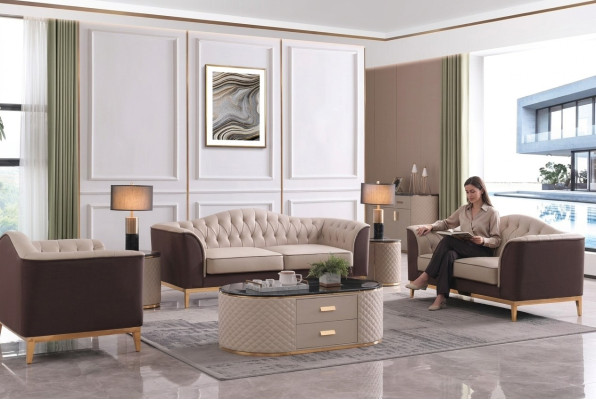 Set completo di divani composizione 3+2+1 design divano soggiorno