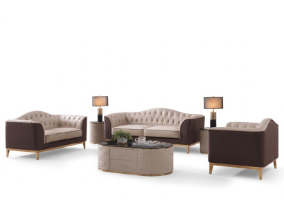Mobili di lusso Divano Set divani Divano Decorazioni Imbottiti 3 + 2 + 1 posti + Tavolino