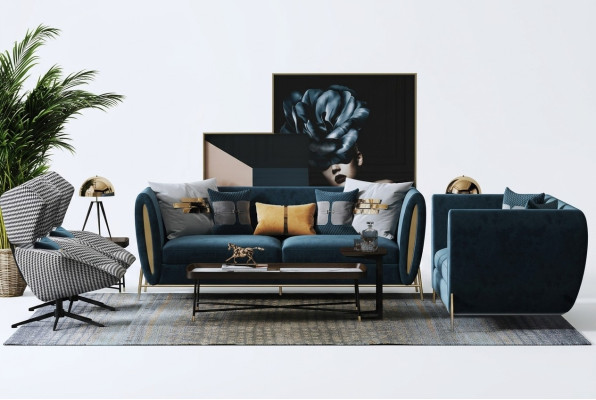 Set di divani 3+1 posti Sofagarnitur Design divani imbottiti in tessuto Relax di lusso