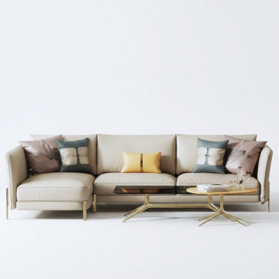 Set di divani di design Divano angolare con pouf Imbottito Sofà da salotto