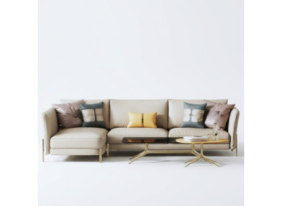 Set di divani di design Divano angolare con pouf Imbottito Sofà da salotto