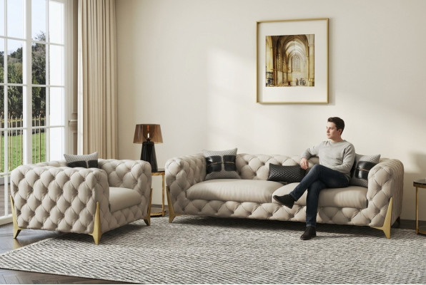 Set divano Big 3 + 1 posti in pelle, divano design set divano.