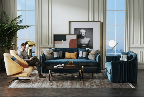 Set di divani 3 + 2 posti, divano di design, imbottitura, decorazioni, divani, divani moderni.