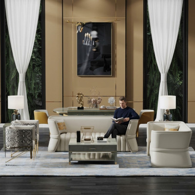 Set di divani 3+2 posti in tessuto per divani in stile design.
